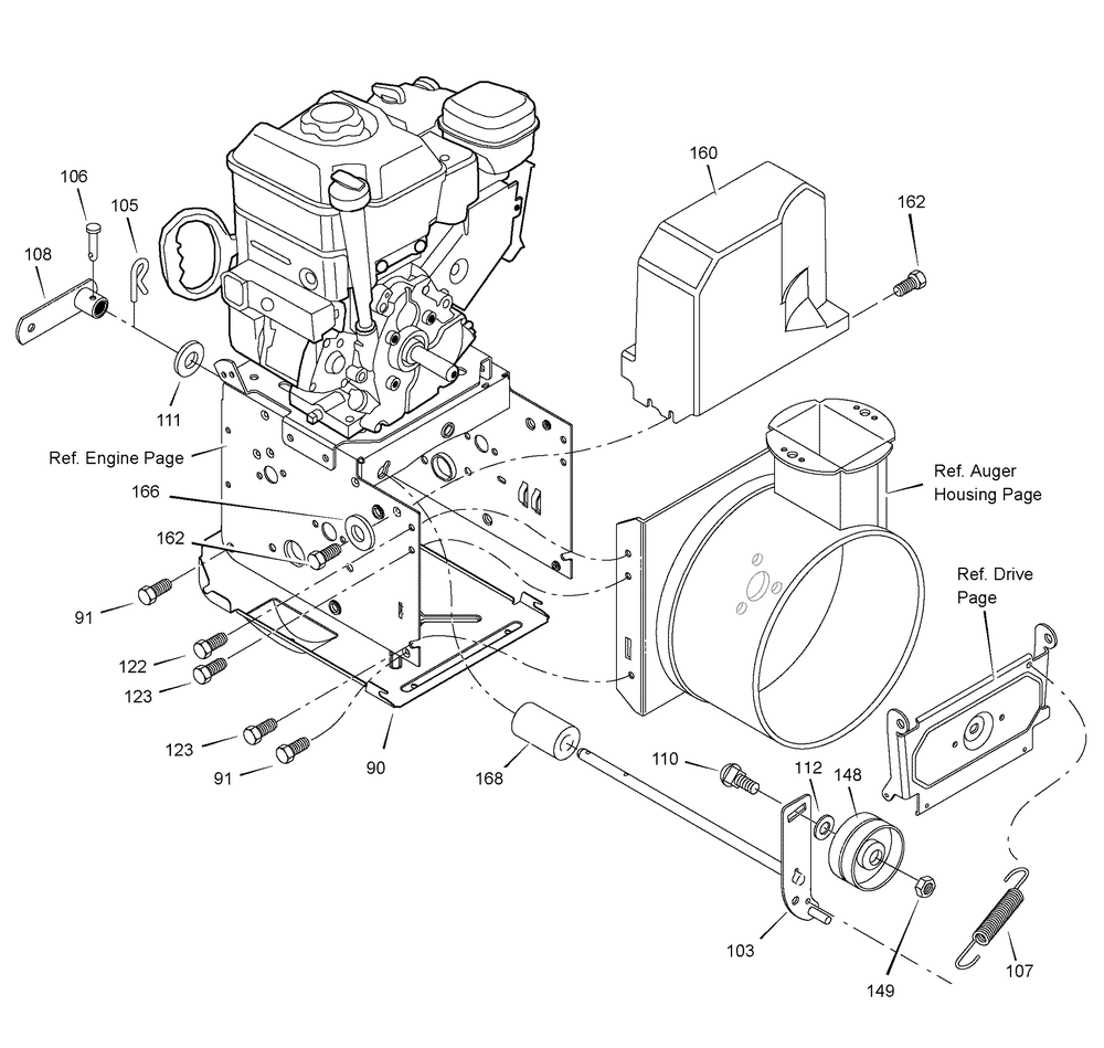 Frame Diagram and Parts List for 1695361-6240810X54 2007 Briggs and Stratton Snow Blower